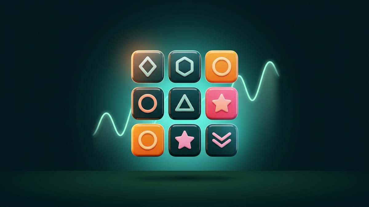 Grade de slot com gráfico de oscilação ilustrando volatilidade em slots alta, média e baixa